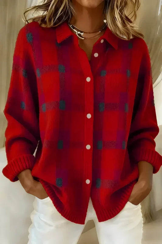 Cleo - Women's Relaxed Plaid Cardigan - photo 2