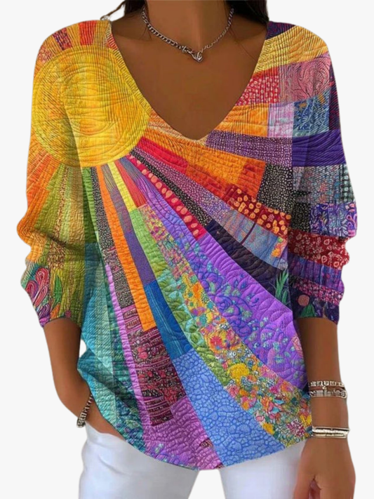 Colette - Women's Multicolour V-Neck Sweater - photo 2