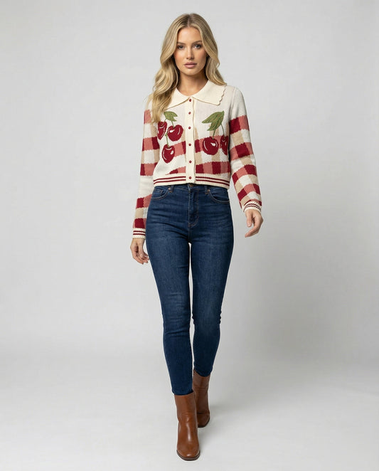 Agnes - Women's Knit Floral Sweater - photo 2