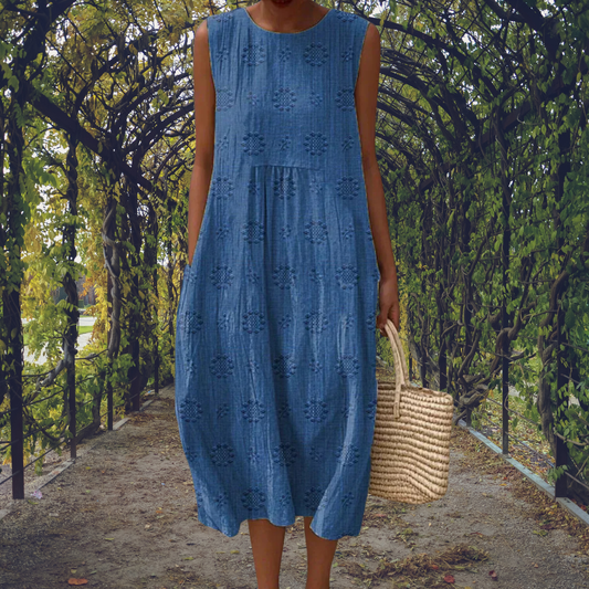 Zinnia - Women's A-line Cotton Midi Dress - photo 2