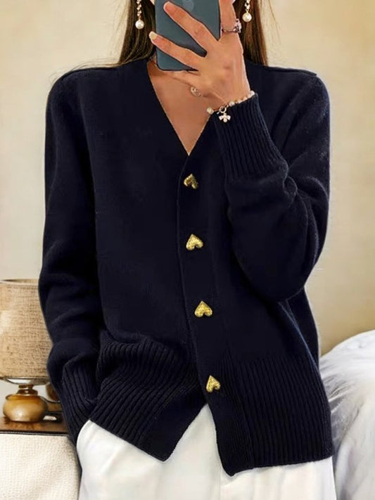Edith - Women's V-neck Heart Cardigan - photo 2
