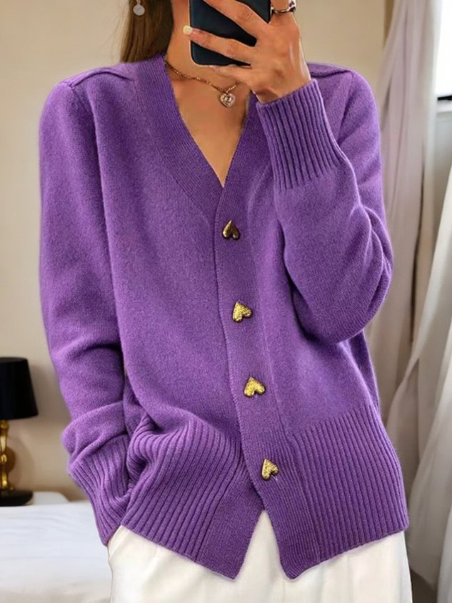 Edith - Women's V-neck Heart Cardigan - photo 6