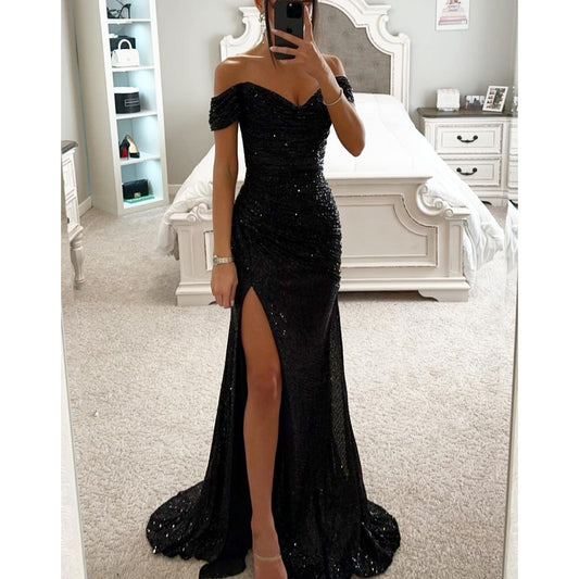 Lavinia - Women's Sequin Off-Shoulder Maxi Dress - photo 2