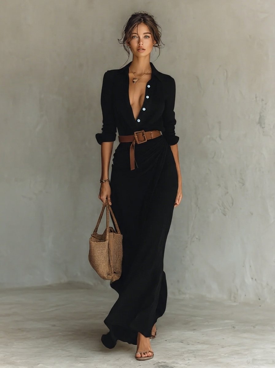 Agnes - Women's Belted Maxi Dress - photo 6