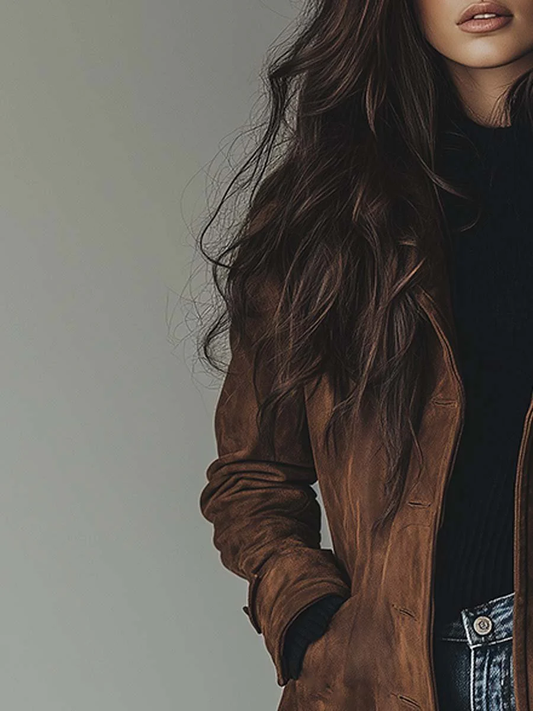Sylvie - Women's Suede Trench Coat - photo 2