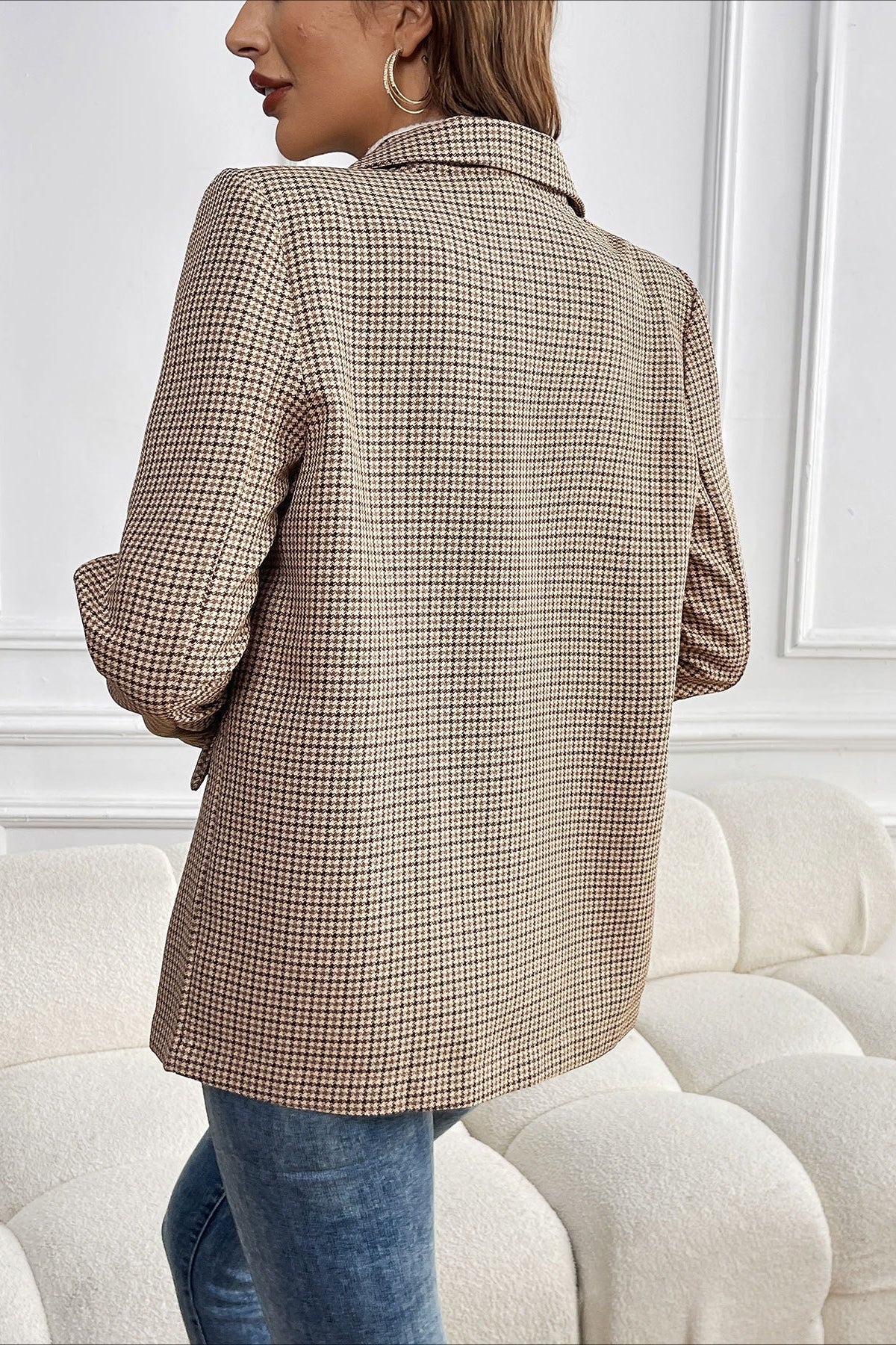 Sabine - Women's Houndstooth Lapel Blazer - photo 6