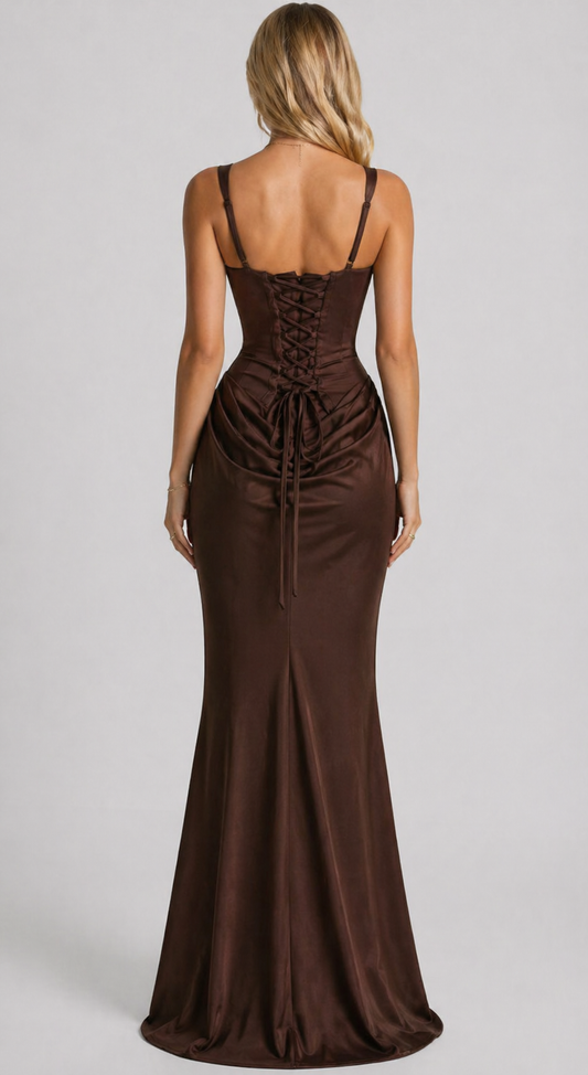 Corinne - Women's Ruched Satin Dress - photo 2