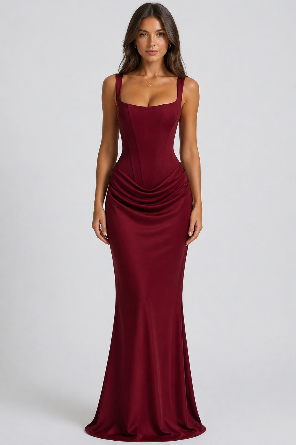 Corinne - Women's Ruched Satin Dress - photo 5