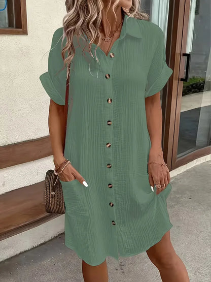 Ulrike - Women's Shirt Midi Cotton Dress - photo 3