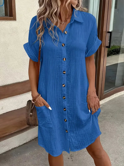 Ulrike - Women's Shirt Midi Cotton Dress - photo 6