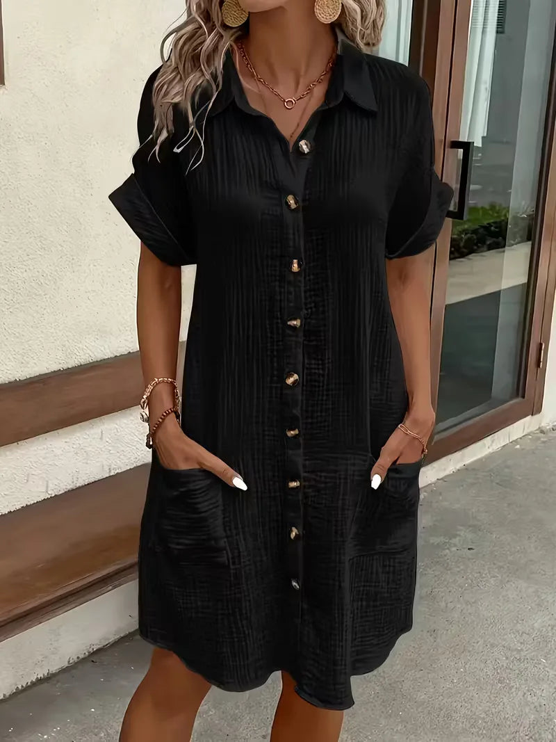 Ulrike - Women's Shirt Midi Cotton Dress - photo 17