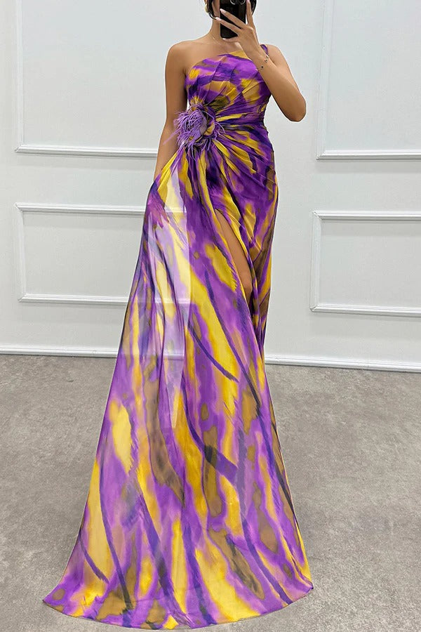 Sophia - Women's Off-Shoulder Slit Printed Maxi Dress - photo 11