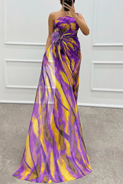 Sophia - Women's Off-Shoulder Slit Printed Maxi Dress - photo 11