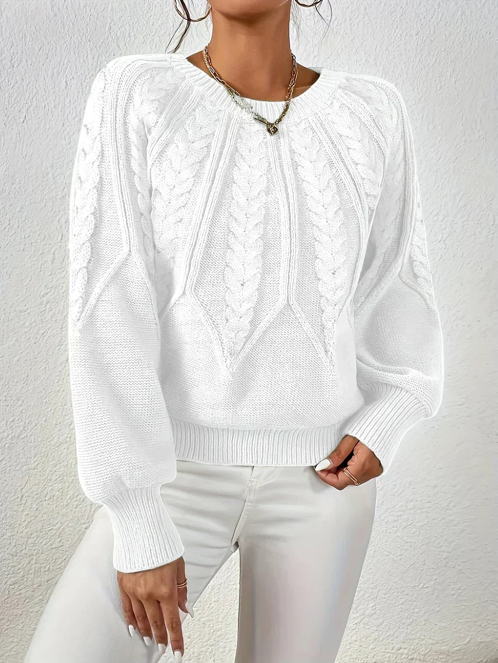 Gwendolen - Women's Medium Cable-Knit Sweater - photo 5