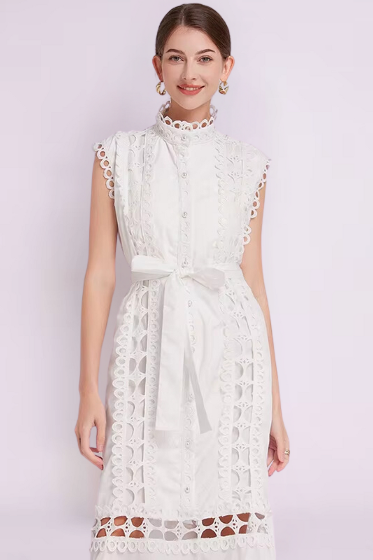 Wilhelmine - Women's Sheath Maxi Tied Dress