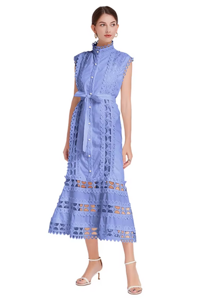 Wilhelmine - Women's Sheath Maxi Tied Dress