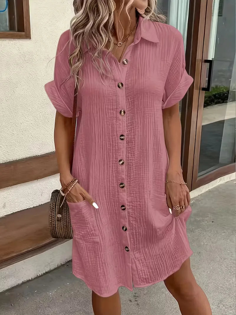 Ulrike - Women's Shirt Midi Cotton Dress - photo 5
