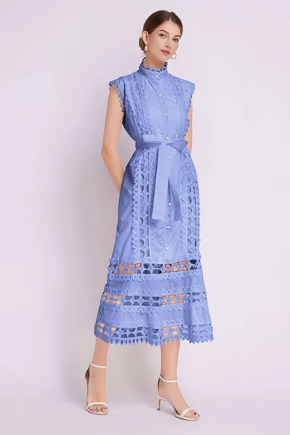 Wilhelmine - Women's Sheath Maxi Tied Dress