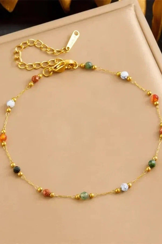 Paige - Women's Rainbow Beaded Gold Bracelet - photo 1