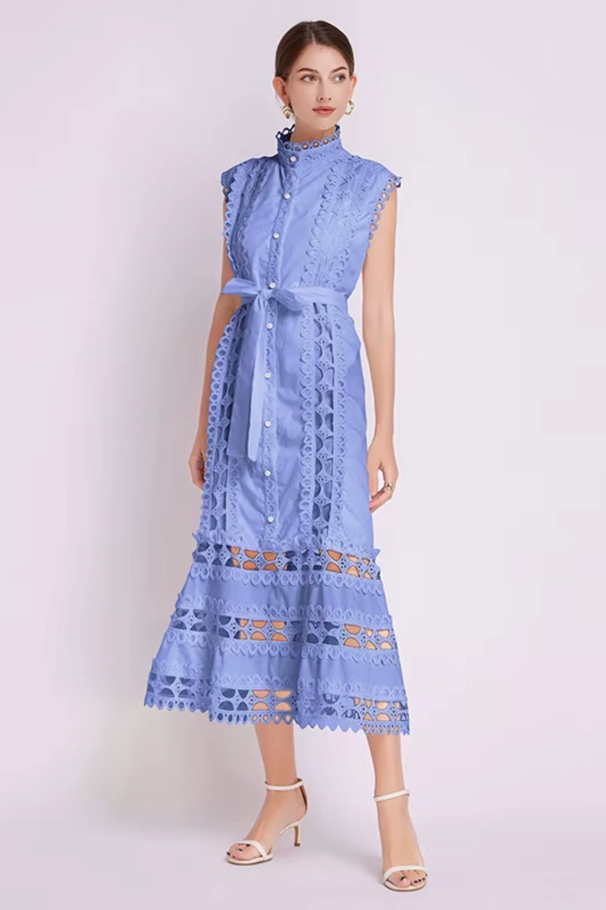 Wilhelmine - Women's Sheath Maxi Tied Dress