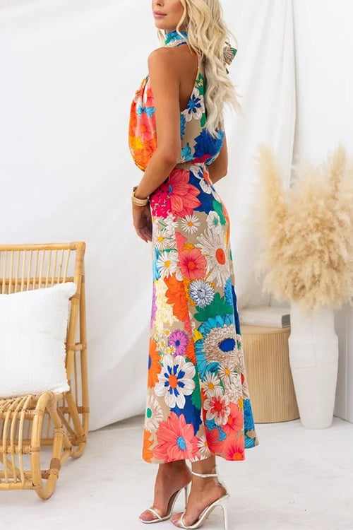 Theodora - Women's A-line Maxi Floral Dress