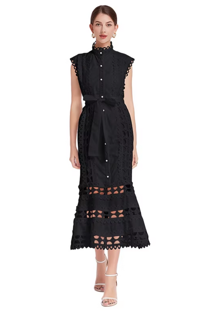 Wilhelmine - Women's Sheath Maxi Tied Dress