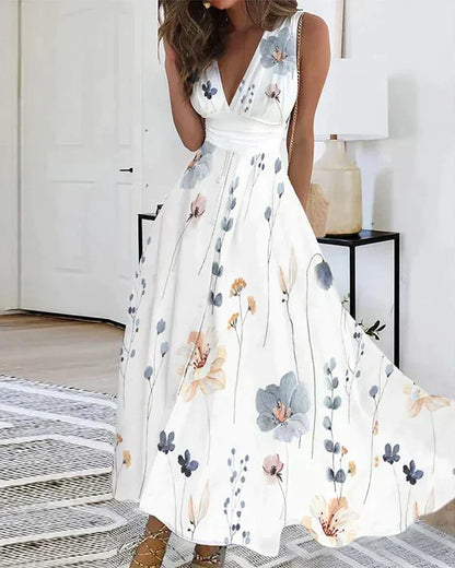 Odette - Women's A-line Midi Floral Dress - photo 1