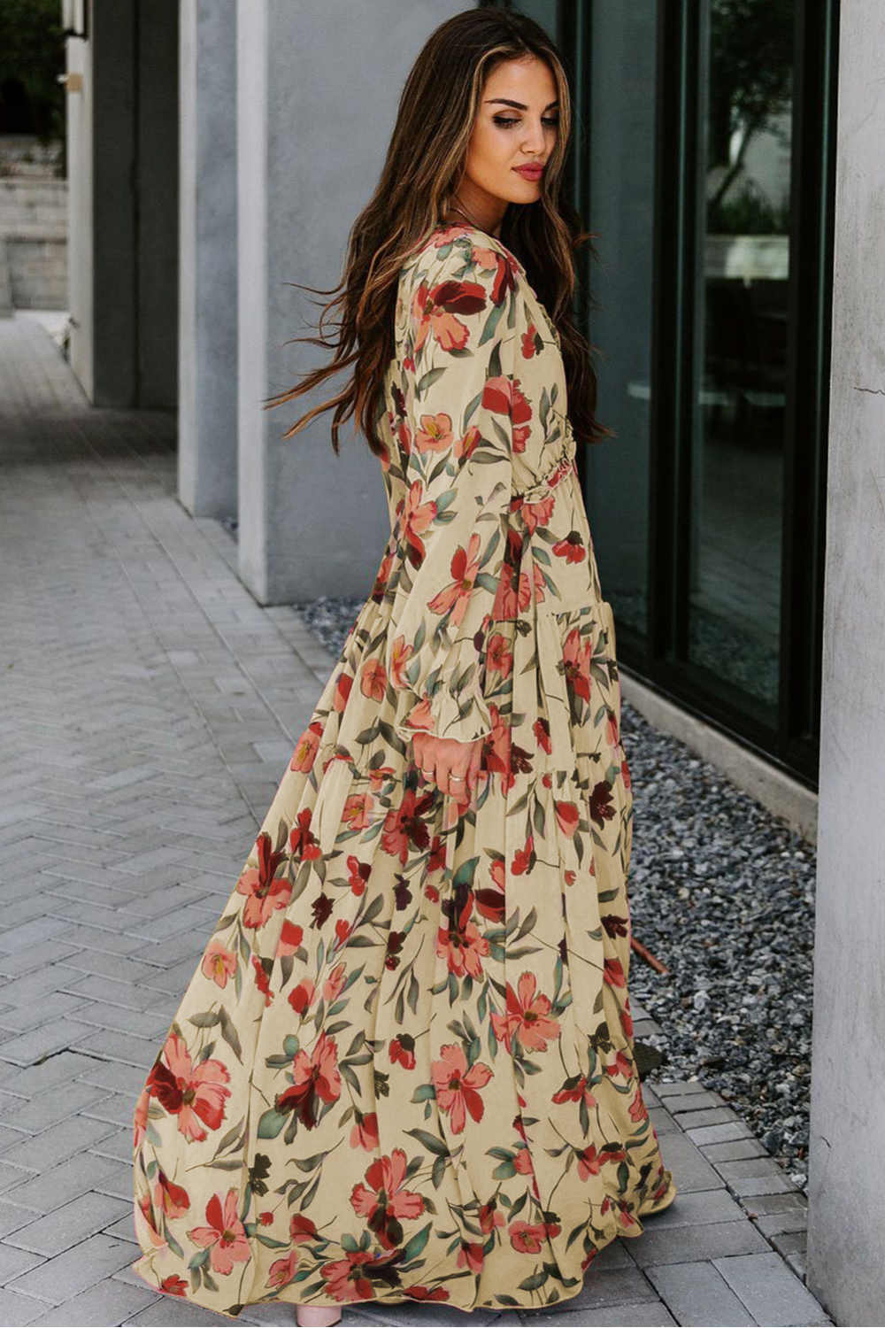 Aveline - Women's Wild Lotus Ruffle Tiered Maxi Dress - photo 8