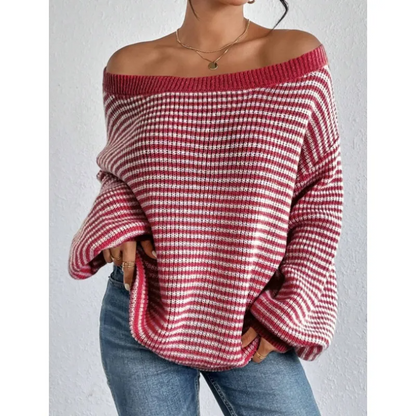 Susanna - Women's Striped Off-Shoulder Sweater - photo 7