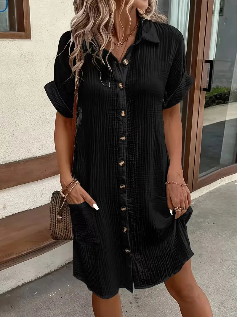 Ulrike - Women's Shirt Midi Cotton Dress - photo 16