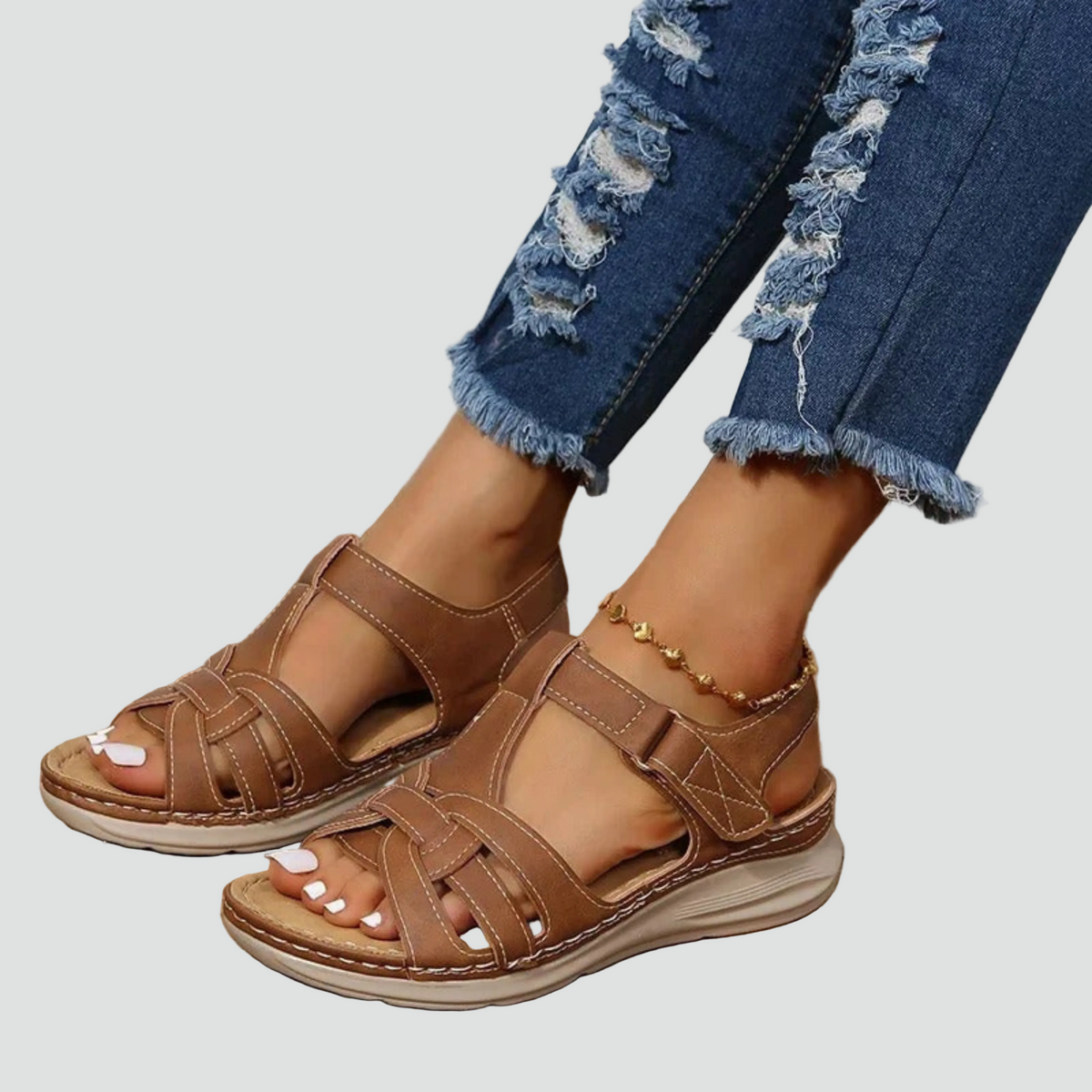 Adeline - Women's Leather Velcro Sandal - photo 5