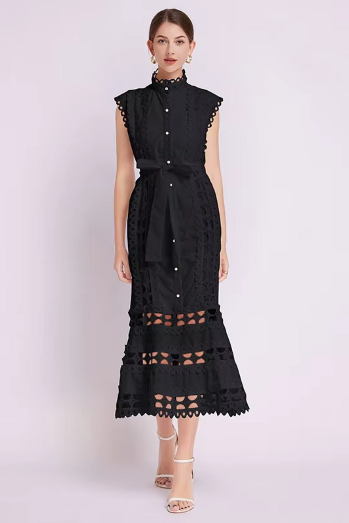 Wilhelmine - Women's Sheath Maxi Tied Dress