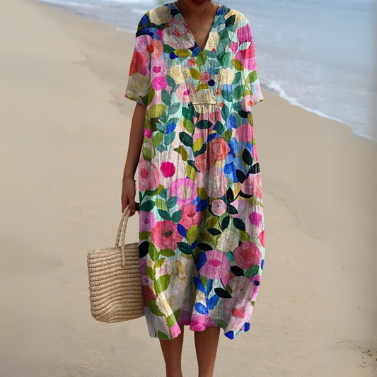 Corinne - Women's Midi V-neck Dress - photo 1