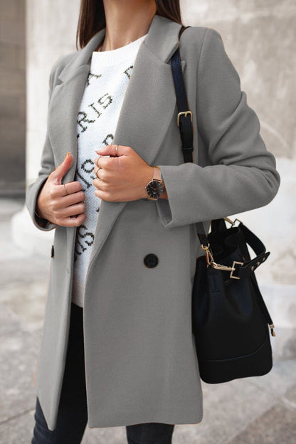 Wilma - Women's Pockets Double-Breasted Coat