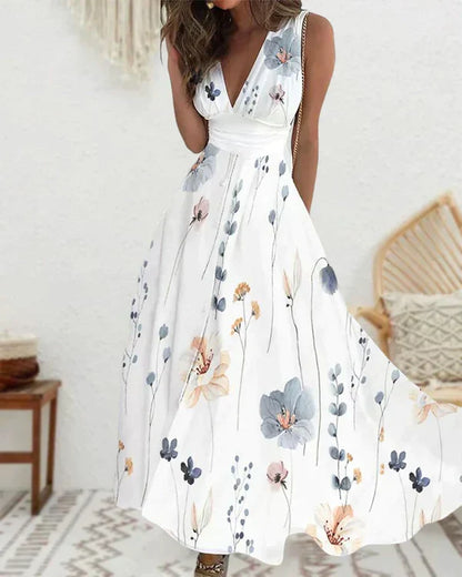 Odette - Women's A-line Midi Floral Dress - photo 3