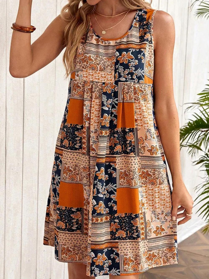 Jacinta - Women's Retro Floral Patchwork Sleeveless Mini Dress - photo 2