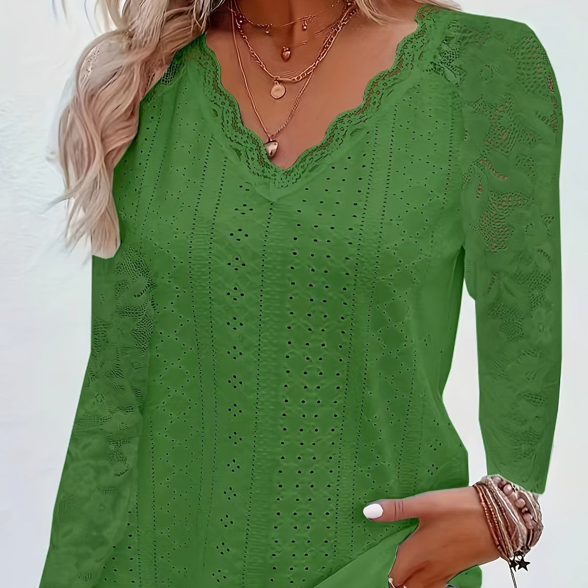 Sylvie - Women's Long Lace-Sleeve Blouse - photo 26