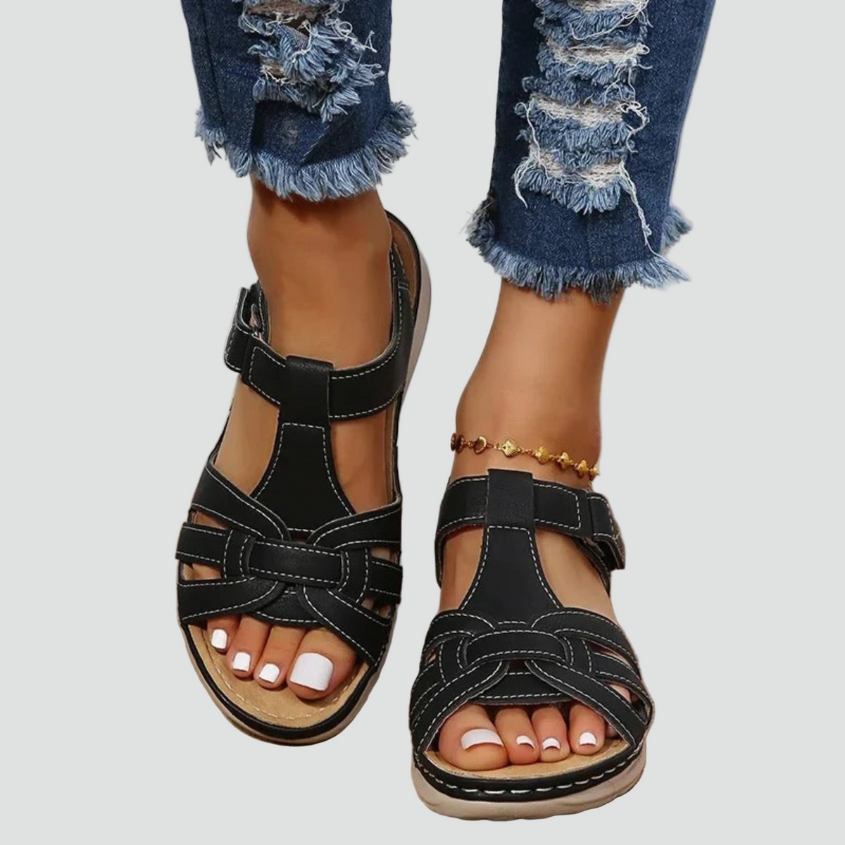 Adeline - Women's Leather Velcro Sandal - photo 2