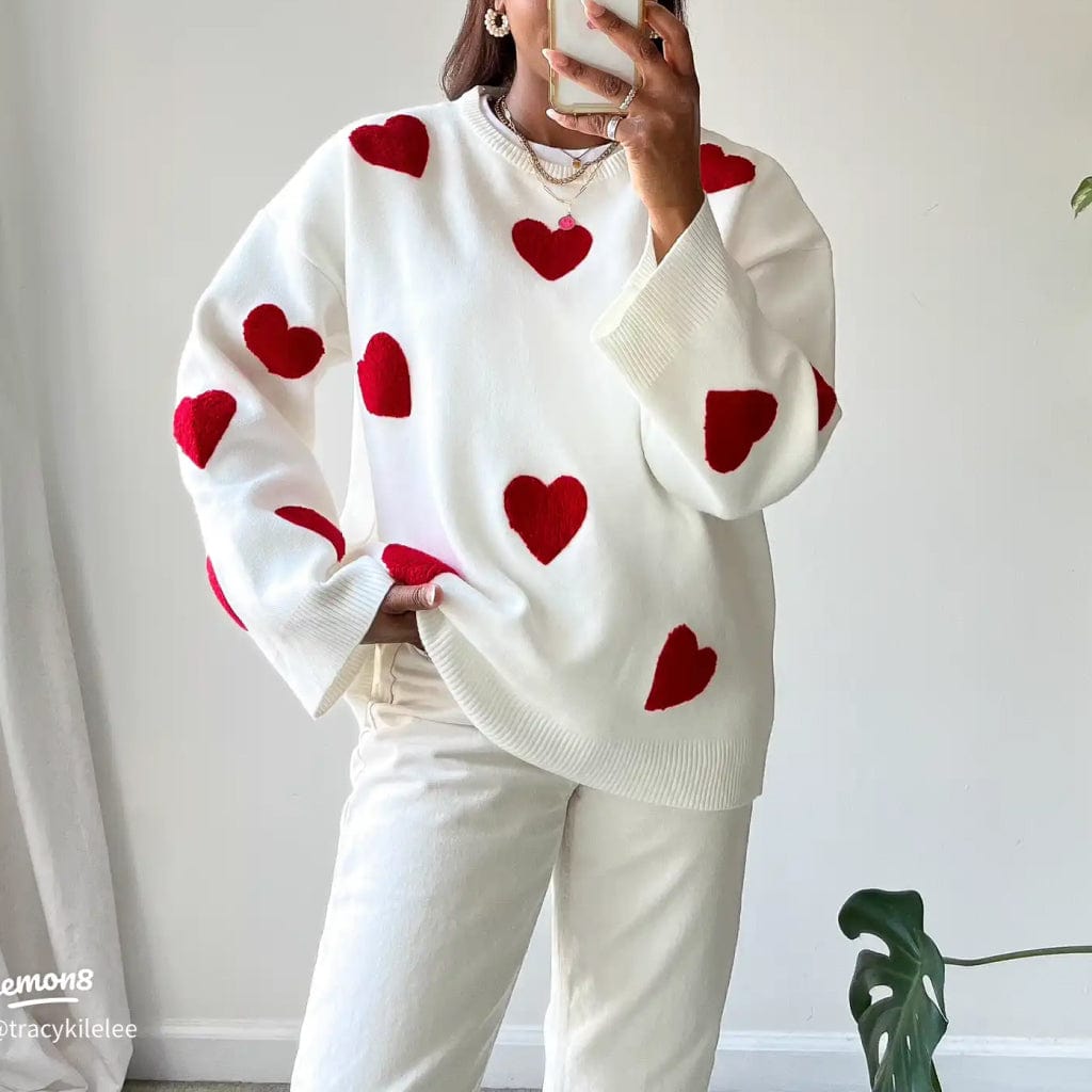 Faye - Women's Medium Heart Sweater