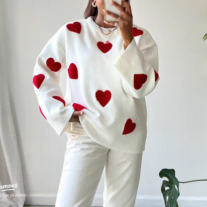 Faye - Women's Medium Heart Sweater
