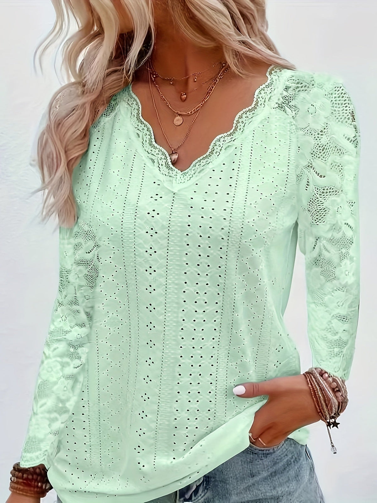 Sylvie - Women's Long Lace-Sleeve Blouse - photo 21