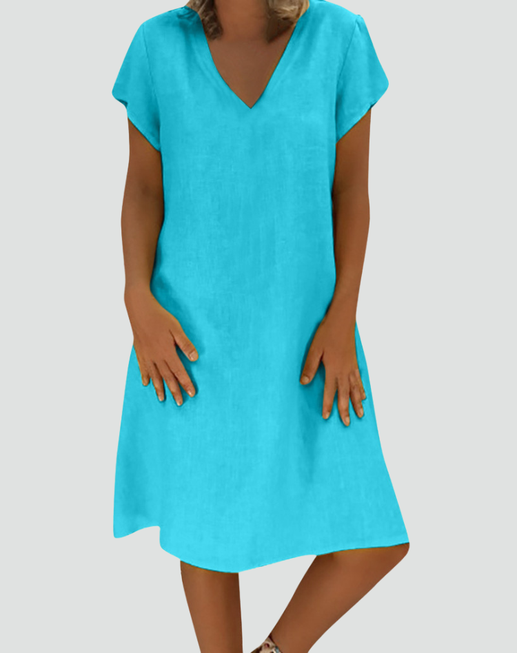 Corinne - Women's V-Neck Relaxed Dress - photo 3