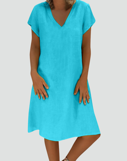 Corinne - Women's V-Neck Relaxed Dress - photo 3