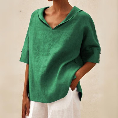 Katrijn - Top in lino con scollo a V da donna