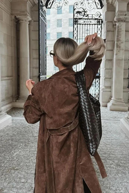 Elodie - Trench in pelle vegana con tasche da donna