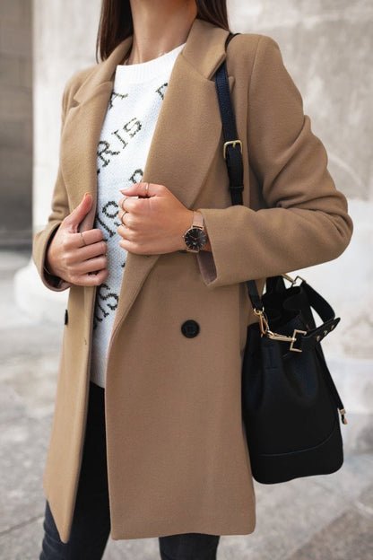 Wilma - Women's Pockets Double-Breasted Coat