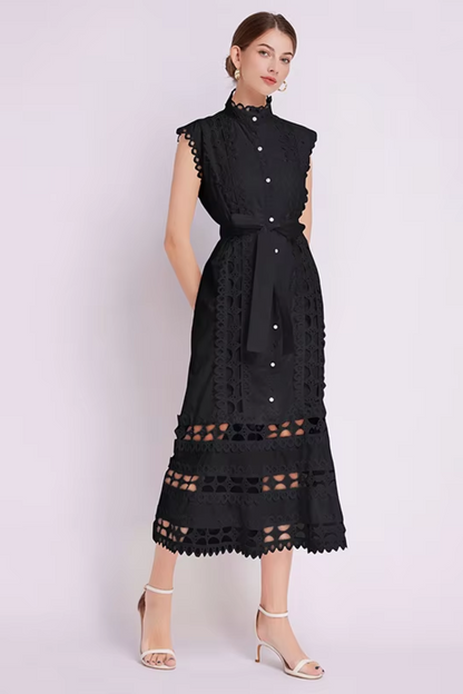 Wilhelmine - Women's Sheath Maxi Tied Dress