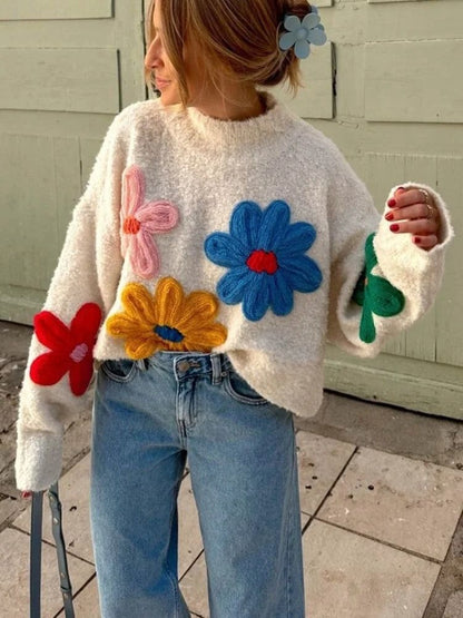 Zinnia - Women's Long Floral Sweater - photo 1