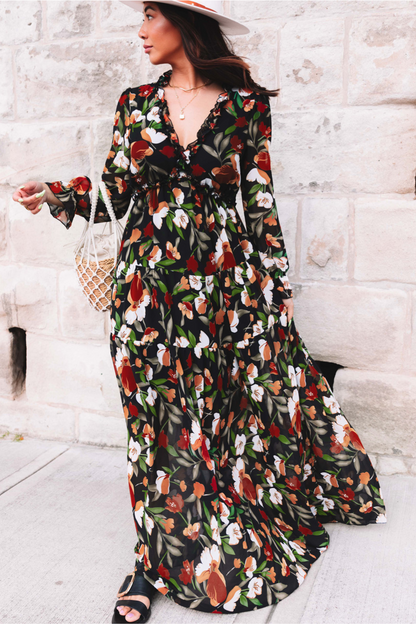 Aveline - Women's Wild Lotus Ruffle Tiered Maxi Dress - photo 9
