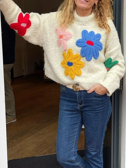 Zinnia - Women's Long Floral Sweater - photo 2